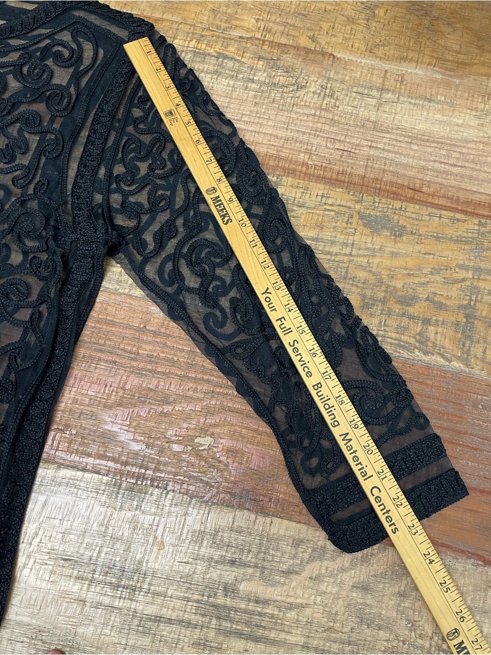 VTG Silk City Hand Made Black Lace Sheer Button Front Jacket Whimsigoth - Picture 3 of 6